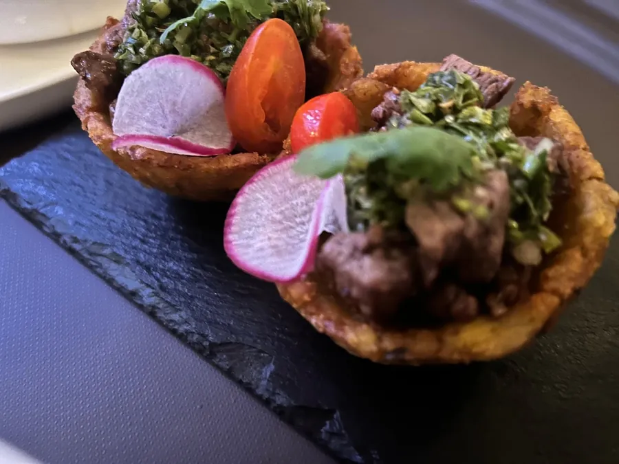 Plantain cups with fresh toppings