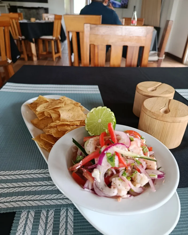 Shrimp ceviche with tortilla chips