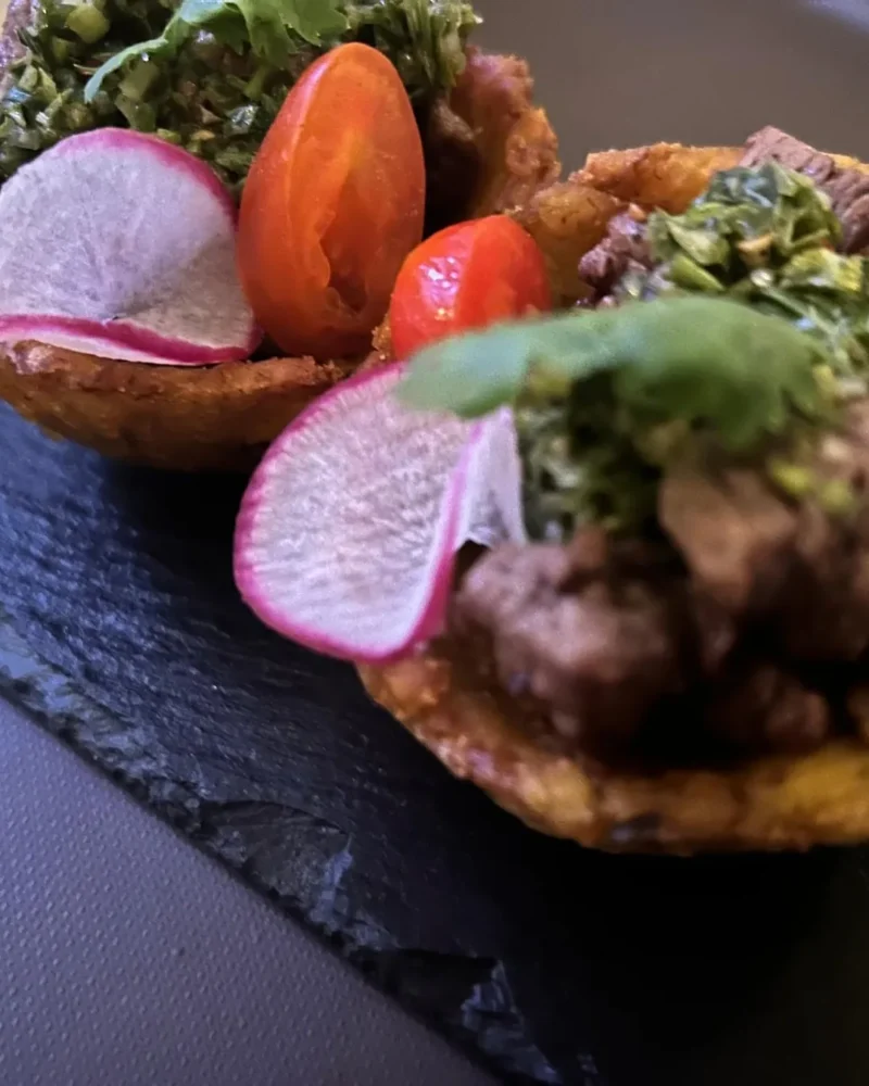 Plantain cups with fresh toppings